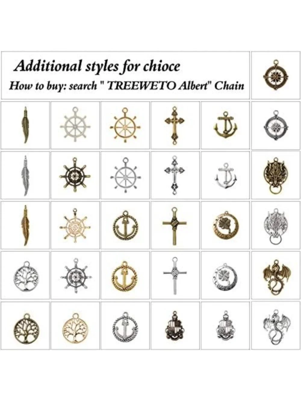 Vintage-Inspired Men's Pocket Watch Chain with Antique Compass Pendant & Hooks